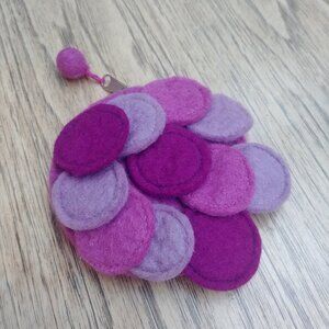 Handmade purple wool felt pouch wallet coin purse